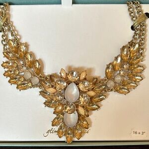 Glimmer & Grace Gold Peach Statement Necklace